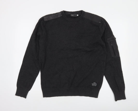 Jack & Jones Men’s Black Cotton Crew Neck Pullover Jumper M