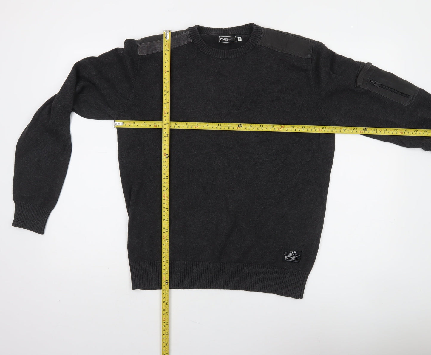 Jack & Jones Men’s Black Cotton Crew Neck Pullover Jumper M