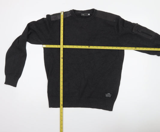 Jack & Jones Men’s Black Cotton Crew Neck Pullover Jumper M