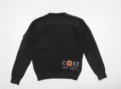 Jack & Jones Men’s Black Cotton Crew Neck Pullover Jumper M