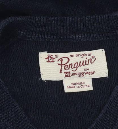 Original Penguin Men’s Blue V-Neck Cotton Jumper Size M