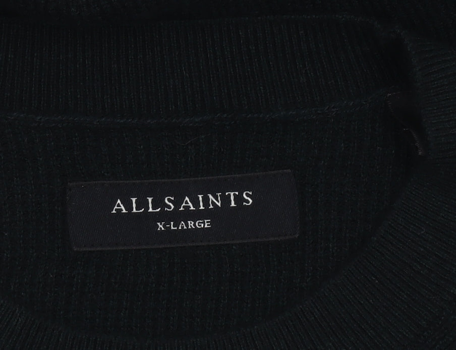 AllSaints Men's Black Wool Crew Neck Jumper XL