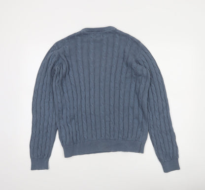 Lyle & Scott Junior Boys Blue Cable-Knit Cotton Crew Neck Jumper 14/15 Years
