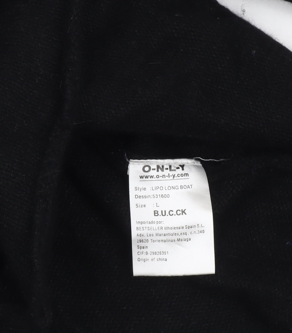 ONLY Women's Black Boat Neck 3/4 Sleeve Pullover Jumper Size L