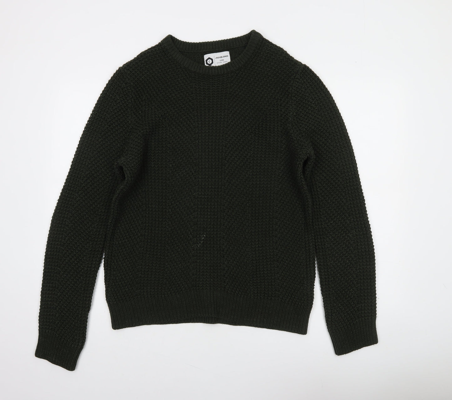 Jack & Jones Men’s Green Chunky Knit Crew Neck Cotton Pullover Jumper L