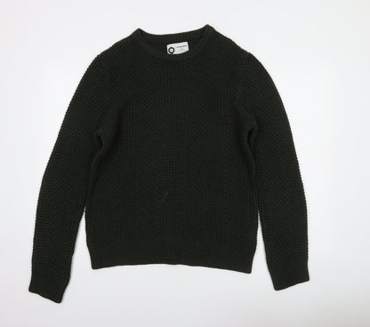 Jack & Jones Men’s Green Chunky Knit Crew Neck Cotton Pullover Jumper L