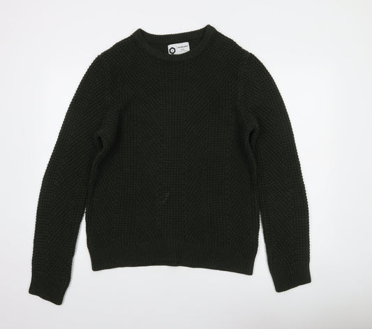 Jack & Jones Men’s Green Chunky Knit Crew Neck Cotton Pullover Jumper L