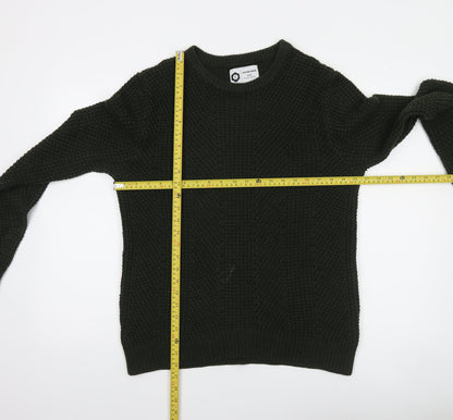 Jack & Jones Men’s Green Chunky Knit Crew Neck Cotton Pullover Jumper L
