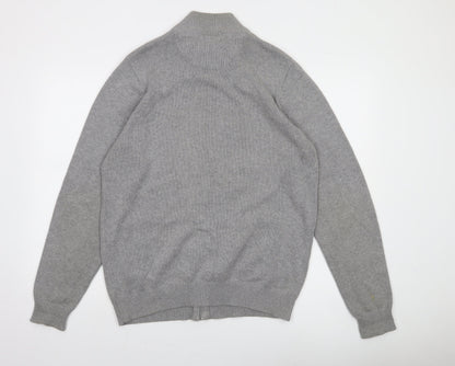 James Pringle Men’s Grey Cotton Full Zip Jumper M Regular Fit