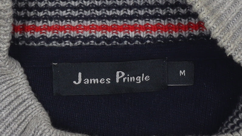 James Pringle Men’s Grey Cotton Full Zip Jumper M Regular Fit