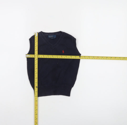 Ralph Lauren Boys Blue Cotton V-Neck Sleeveless Jumper Vest 3 Years