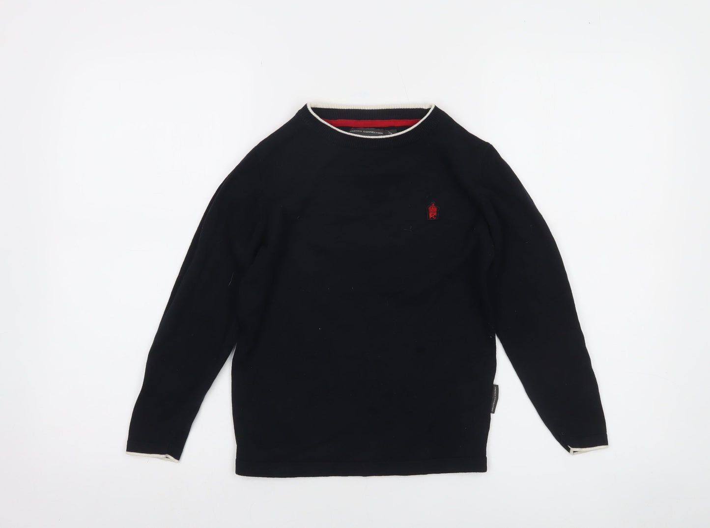 French Connection Boys Navy Blue Crew Neck Cotton Jumper 7-8 Years
