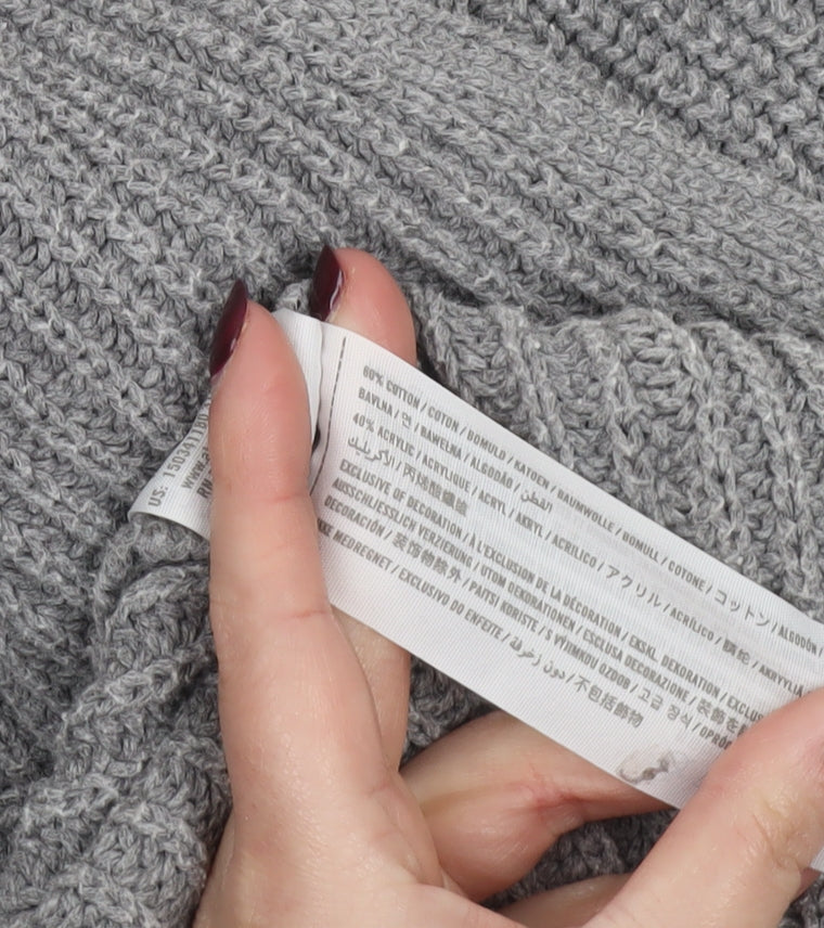 Abercrombie & Fitch Womens Grey XXS Open Knit Cotton Cardigan