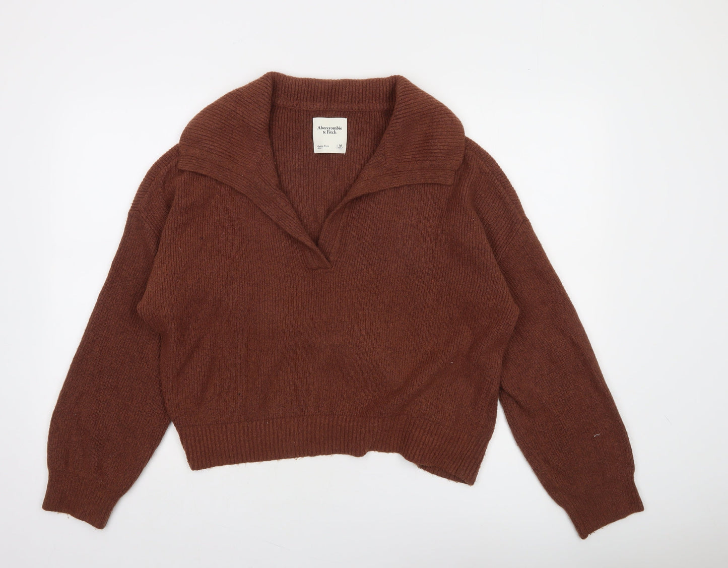 Abercrombie & Fitch Women Brown Collared Long Sleeve Pullover Jumper M