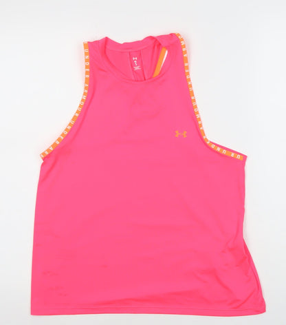 Under Armour Womens Pink Medium Racerback Tank Top Athletic Fit