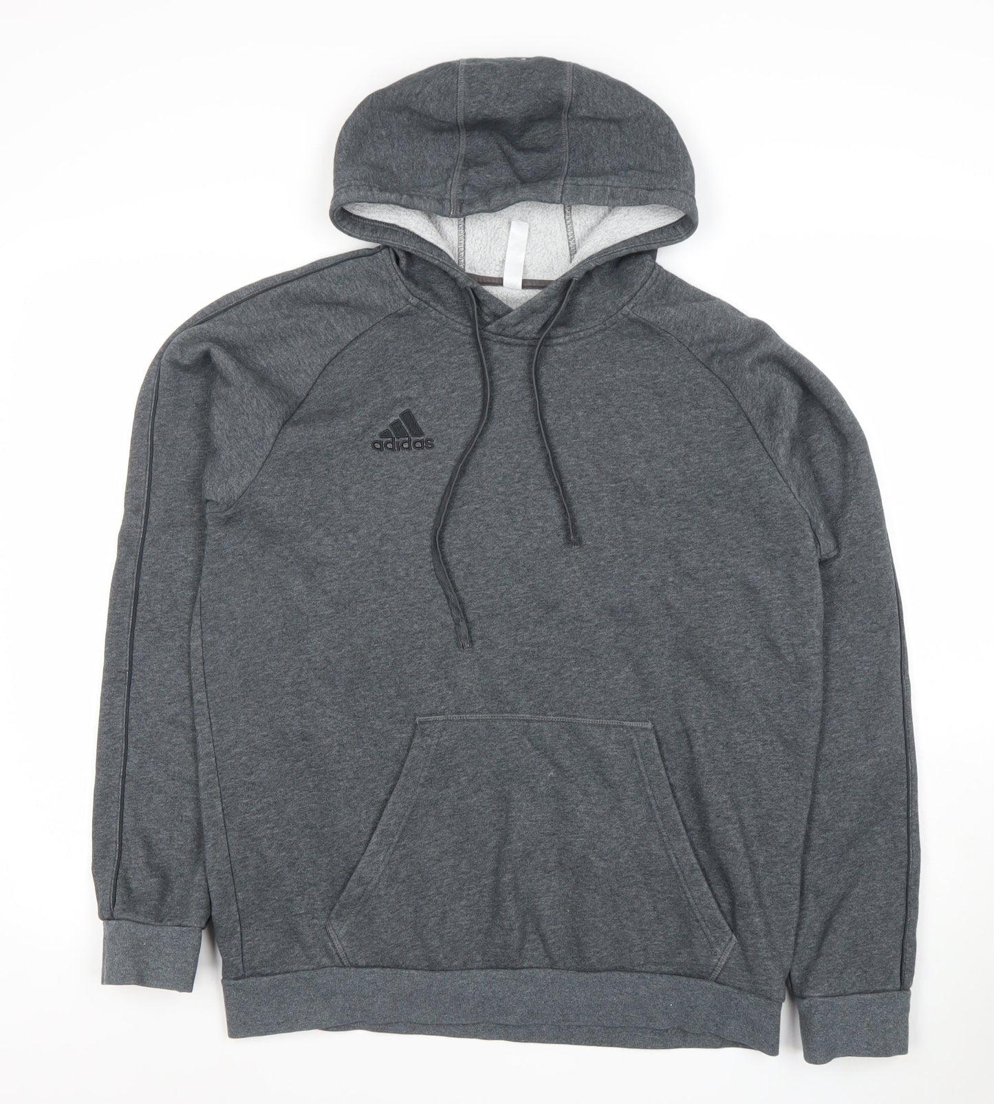 Adidas Men Grey Pullover Hoodie Medium Regular Fit Logo Cotton Blend