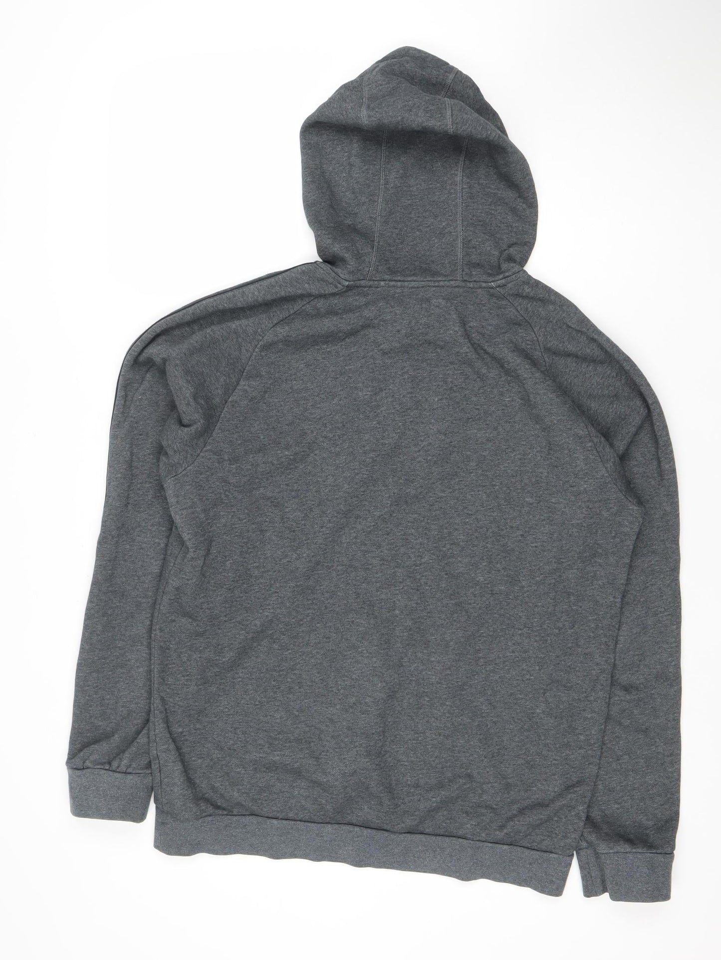 Adidas Men Grey Pullover Hoodie Medium Regular Fit Logo Cotton Blend