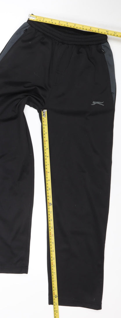 Slazenger Boys Black 7 Years Track Pants Lightweight Quick Dry Activewear