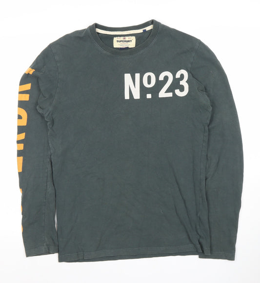 Superdry Men's Green Long Sleeve No.23 Graphic T-Shirt Medium