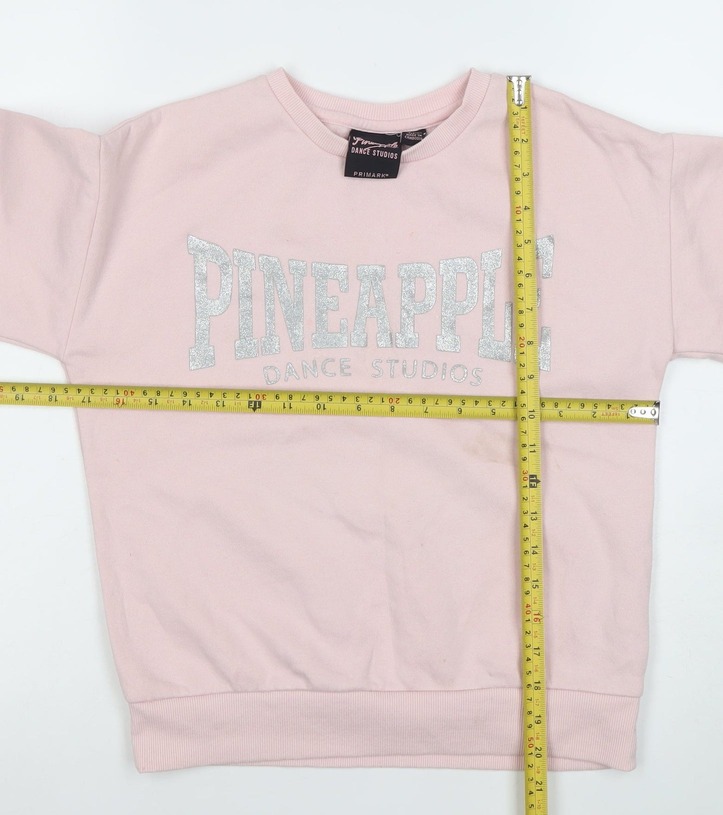 Pineapple Dance Studios Girls Pink Glitter Logo Sweatshirt 10-11 Years