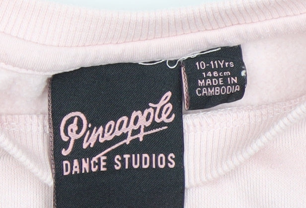 Pineapple Dance Studios Girls Pink Glitter Logo Sweatshirt 10-11 Years