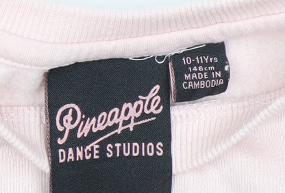 Pineapple Dance Studios Girls Pink Glitter Logo Sweatshirt 10-11 Years