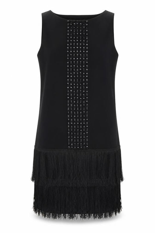 Principles by Ben de Lisi Women's Black Size 12 Fringe Sequin Shift Dress