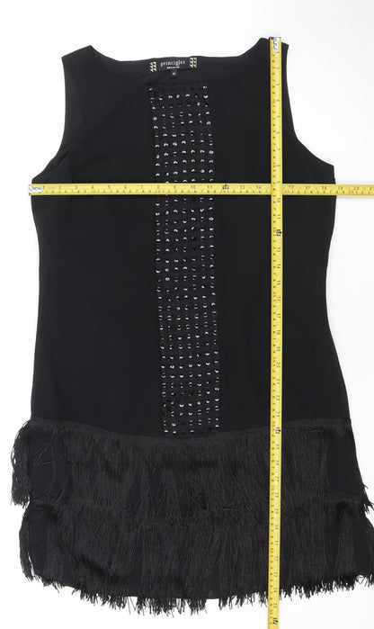 Principles by Ben de Lisi Women's Black Size 12 Fringe Sequin Shift Dress