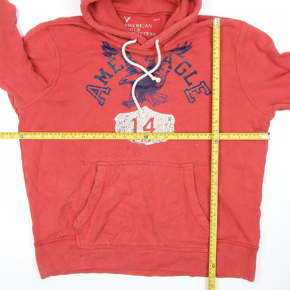 American Eagle Outfitters Men's Red Pullover Hoodie L Graphic Fleece