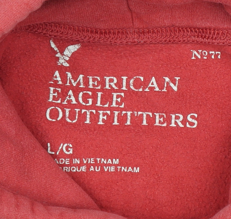 American Eagle Outfitters Men's Red Pullover Hoodie L Graphic Fleece