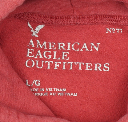 American Eagle Outfitters Men's Red Pullover Hoodie L Graphic Fleece