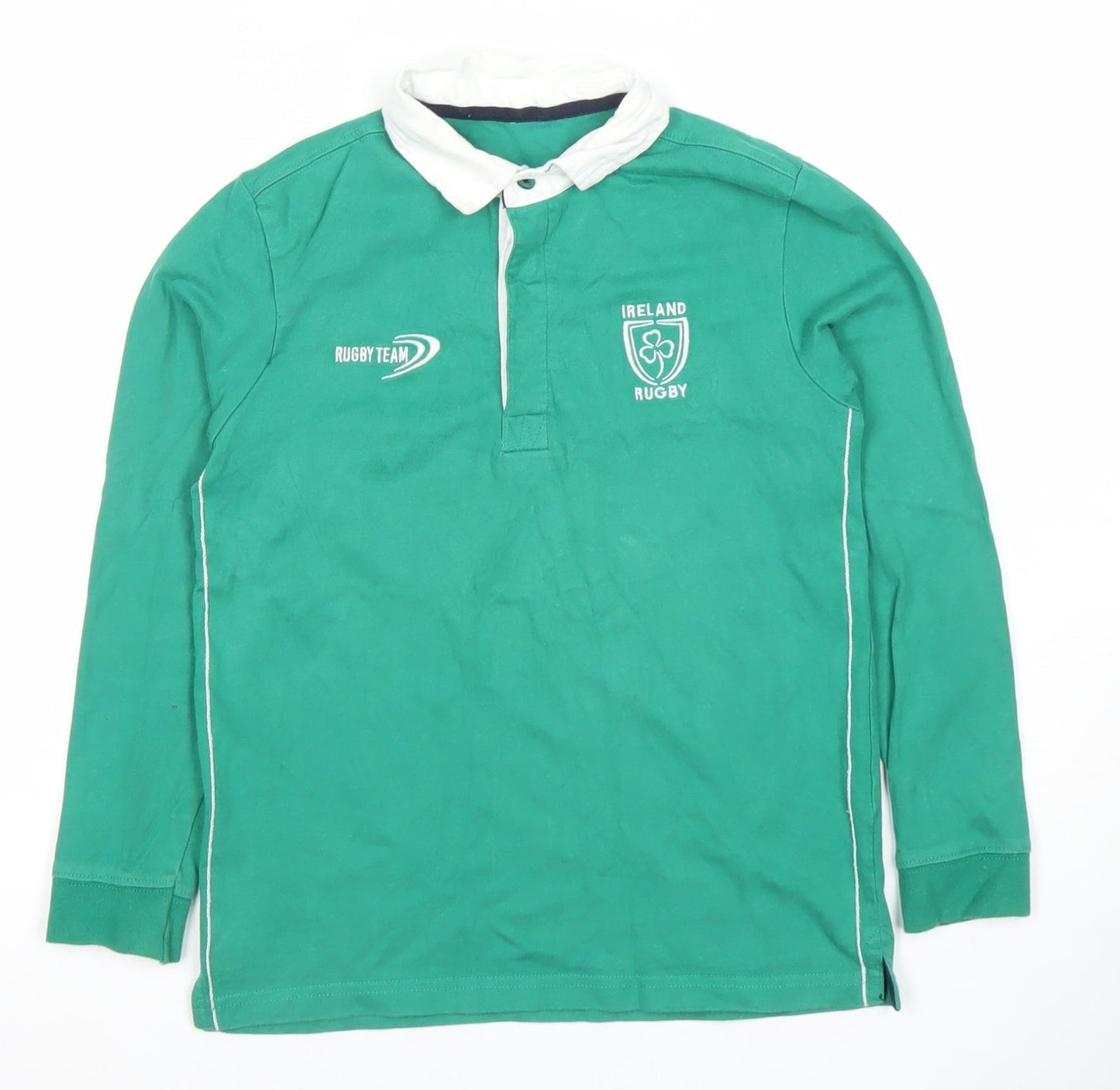 St. Bernard Boys Green Rugby Team Long Sleeve Polo Shirt 8-9 Years