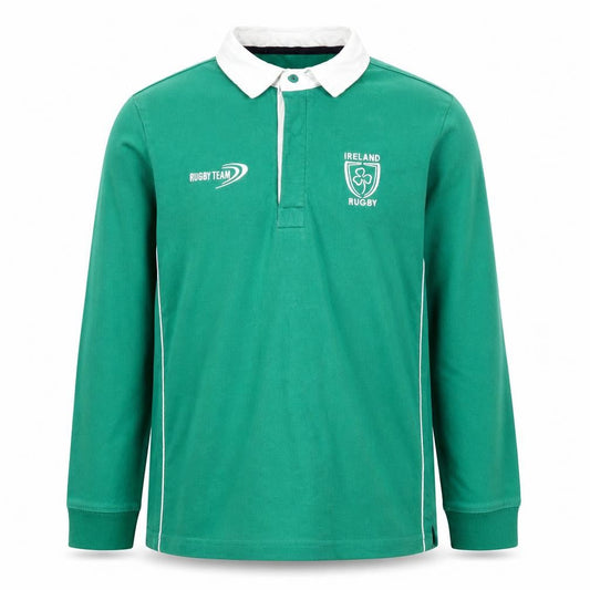 St. Bernard Boys Green Rugby Team Long Sleeve Polo Shirt 8-9 Years