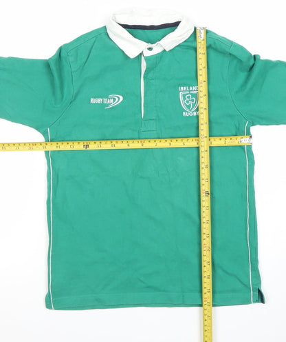 St. Bernard Boys Green Rugby Team Long Sleeve Polo Shirt 8-9 Years