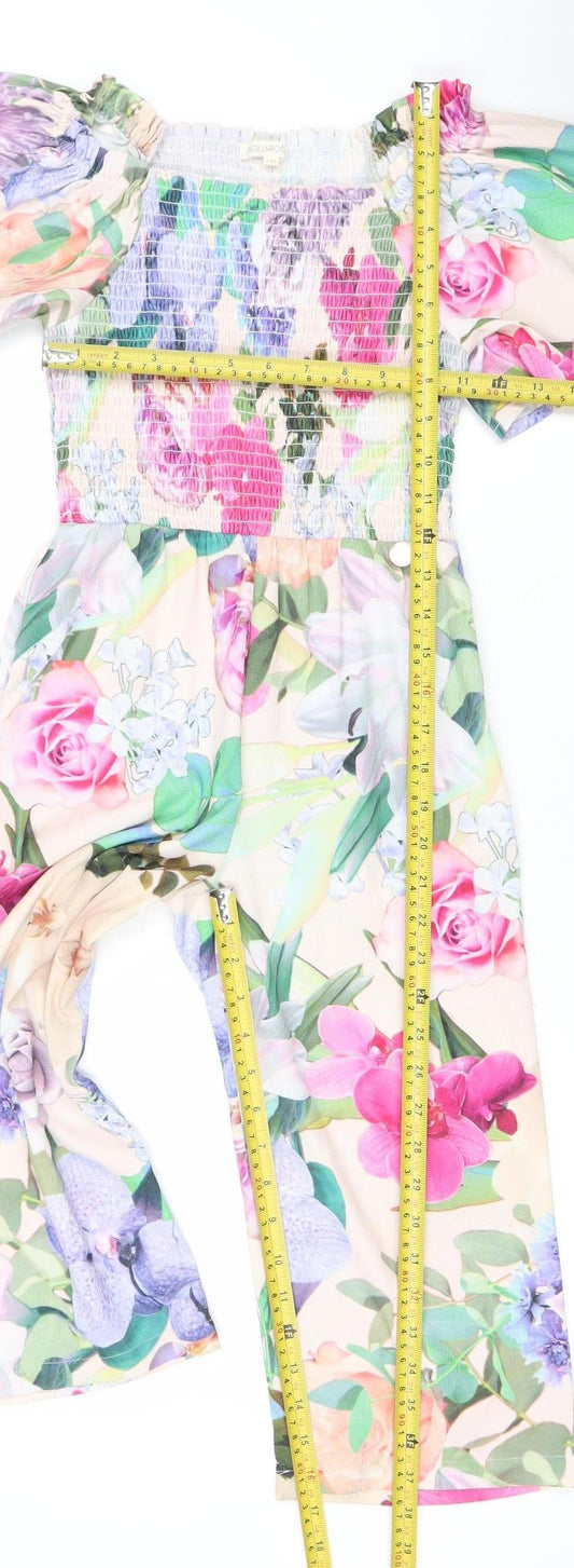 Angel & Rocket Girls Pink Floral Jumpsuit 7 Years Polyester One-Piece