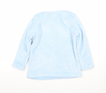 Disney Girls Blue Stitch Fleece Pyjama Top 9-10 Years Cute Winter Nightwear