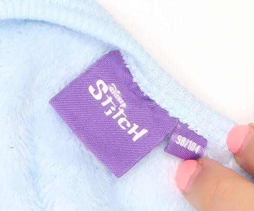 Disney Girls Blue Stitch Fleece Pyjama Top 9-10 Years Cute Winter Nightwear