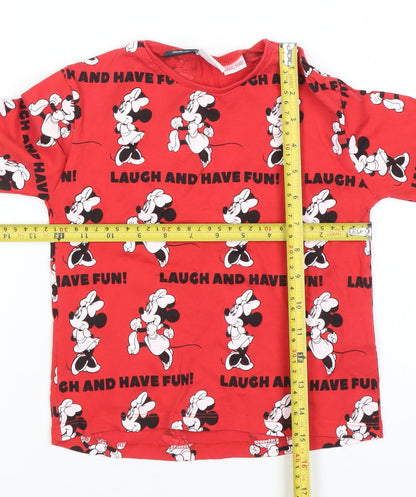 ZARA Girls Red Disney Minnie Mouse Long Sleeve T-Shirt 2-3 Years