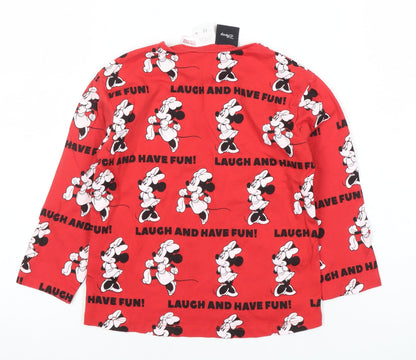 ZARA Girls Red Disney Minnie Mouse Long Sleeve T-Shirt 2-3 Years