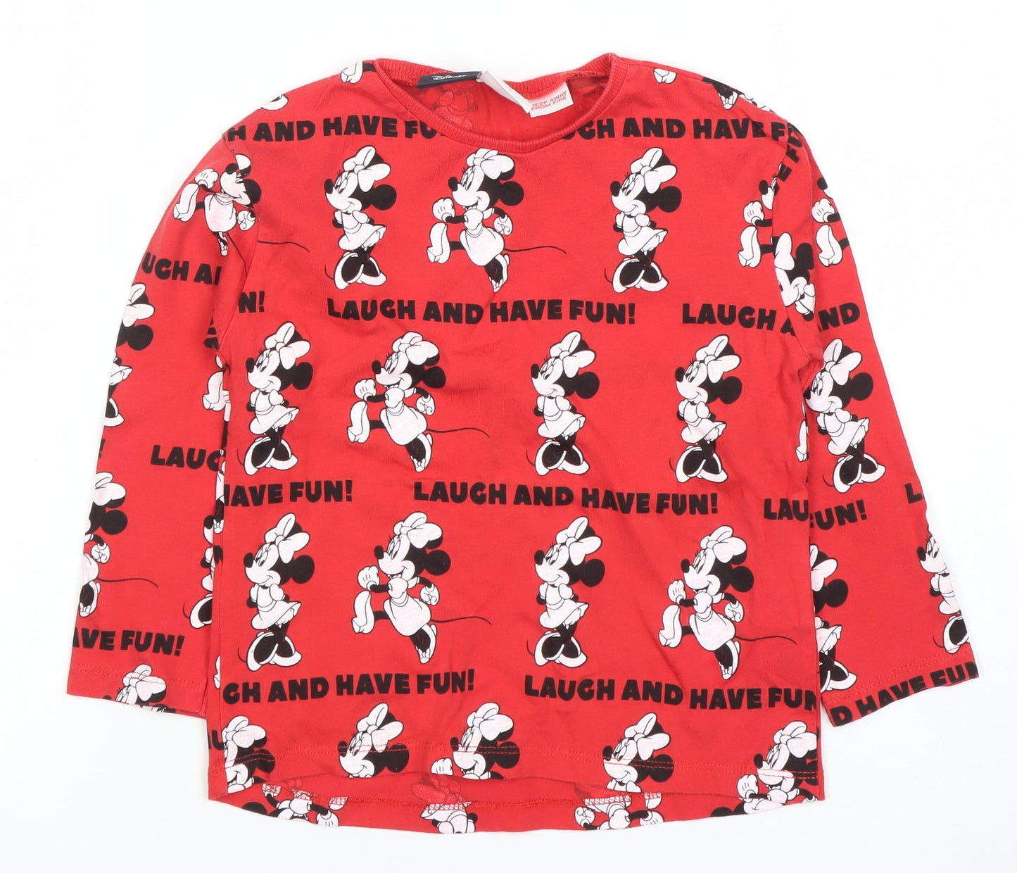 ZARA Girls Red Disney Minnie Mouse Long Sleeve T-Shirt 2-3 Years