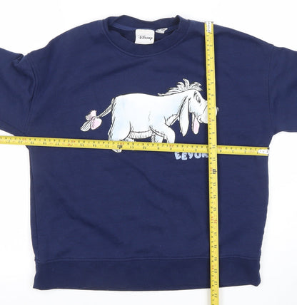 Disney Women’s Navy Blue Eeyore Sweatshirt Size XS Pullover Cotton Blend