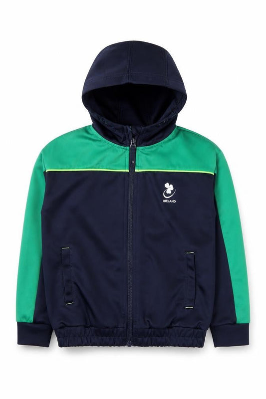 Dunnes Stores Boys Navy Green Full Zip Hoodie 6-7 Years Polyester Blend Ireland Logo