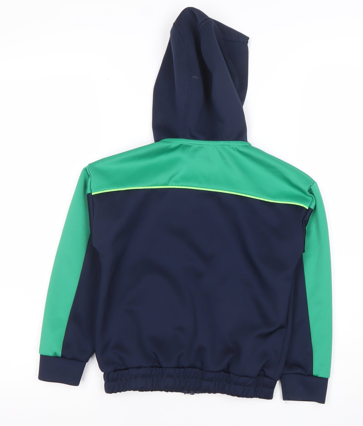 Dunnes Stores Boys Navy Green Full Zip Hoodie 6-7 Years Polyester Blend Ireland Logo
