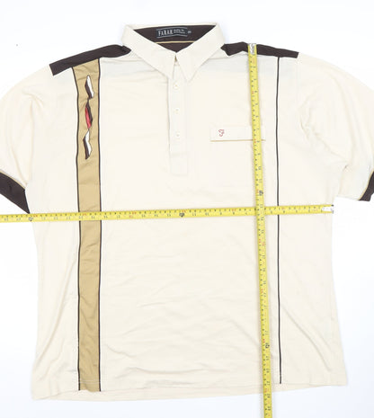 Farah Vintage Men’s Beige Brown Retro 2XL Polo Shirt Cotton Blend