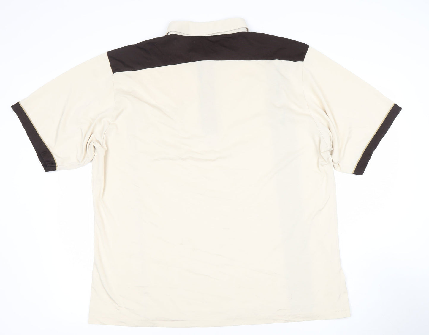 Farah Vintage Men’s Beige Brown Retro 2XL Polo Shirt Cotton Blend