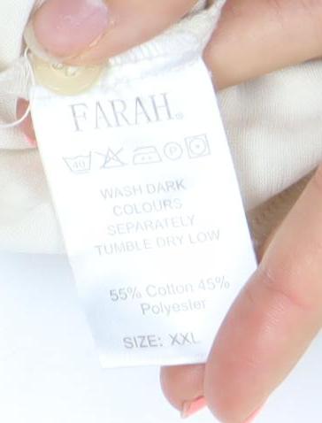 Farah Vintage Men’s Beige Brown Retro 2XL Polo Shirt Cotton Blend