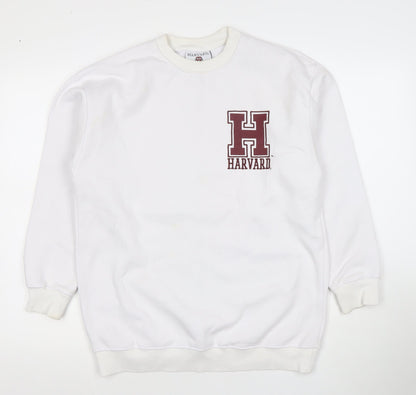 Harvard Mens White Crew Neck Pullover Sweatshirt Size S Regular Fit