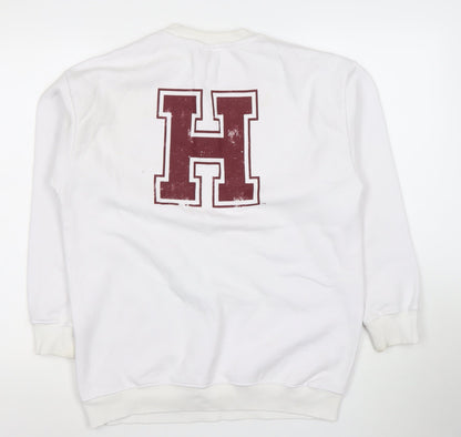 Harvard Mens White Crew Neck Pullover Sweatshirt Size S Regular Fit