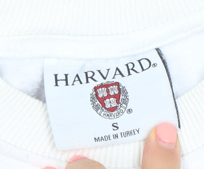 Harvard Mens White Crew Neck Pullover Sweatshirt Size S Regular Fit