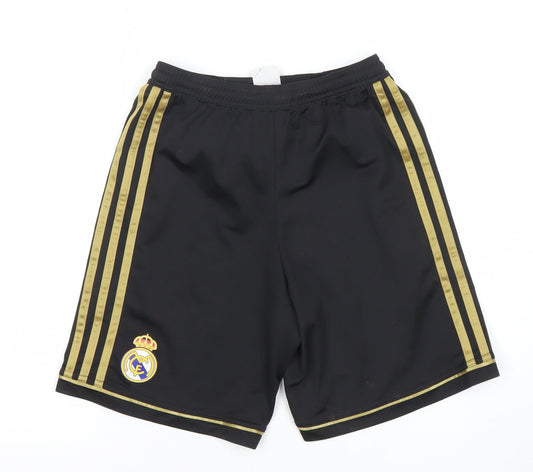 Adidas Boys Black Real Madrid Climacool Athletic Shorts 11-12 Years